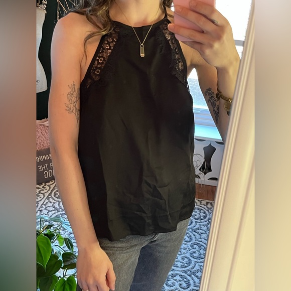 Satin black halter slip tank ✨ - Picture 3 of 3